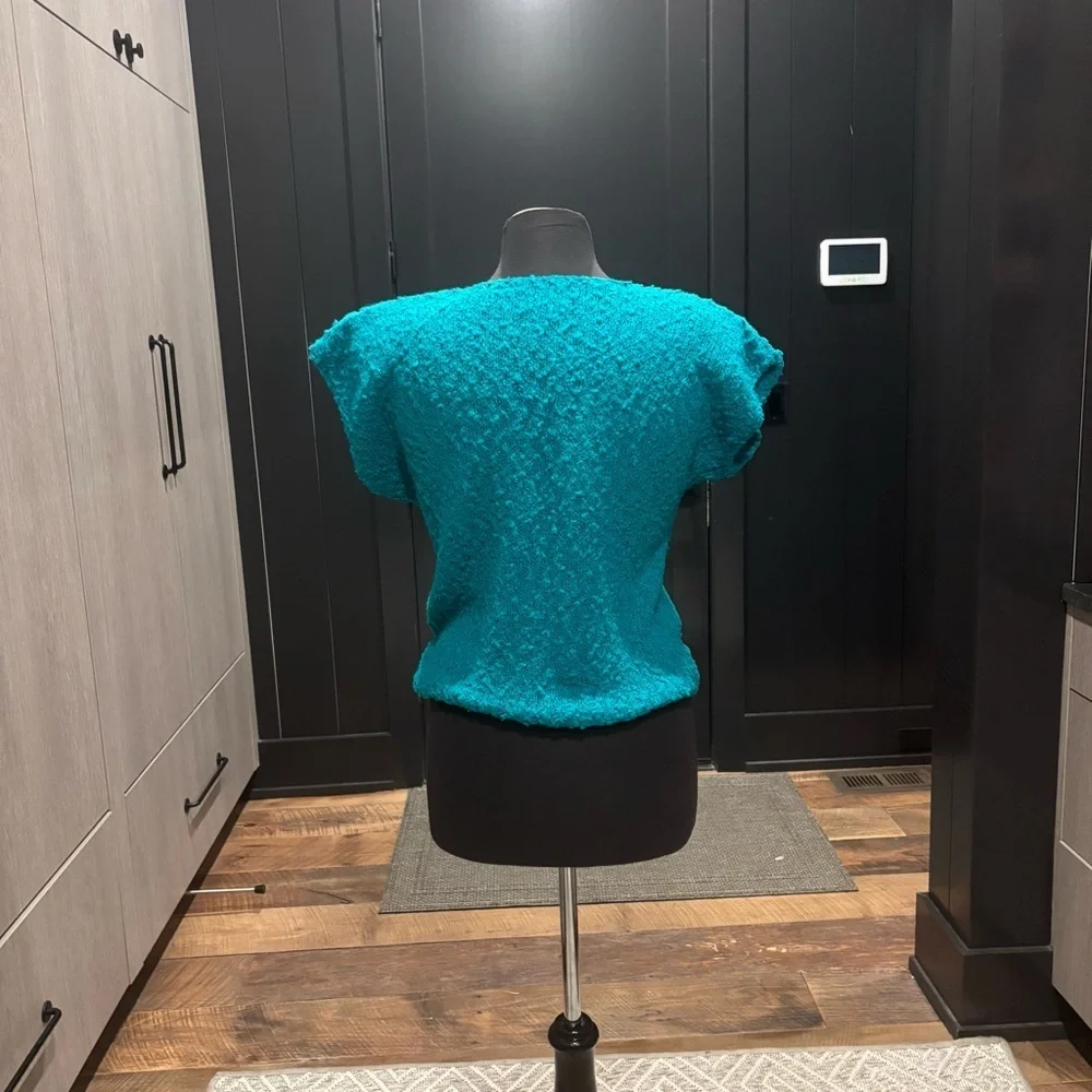 🖤 Vintage 90s WorthingtonTeal Popcorn Knit Statement Sweater | Size M 🖤💚 - Picture 3 of 5